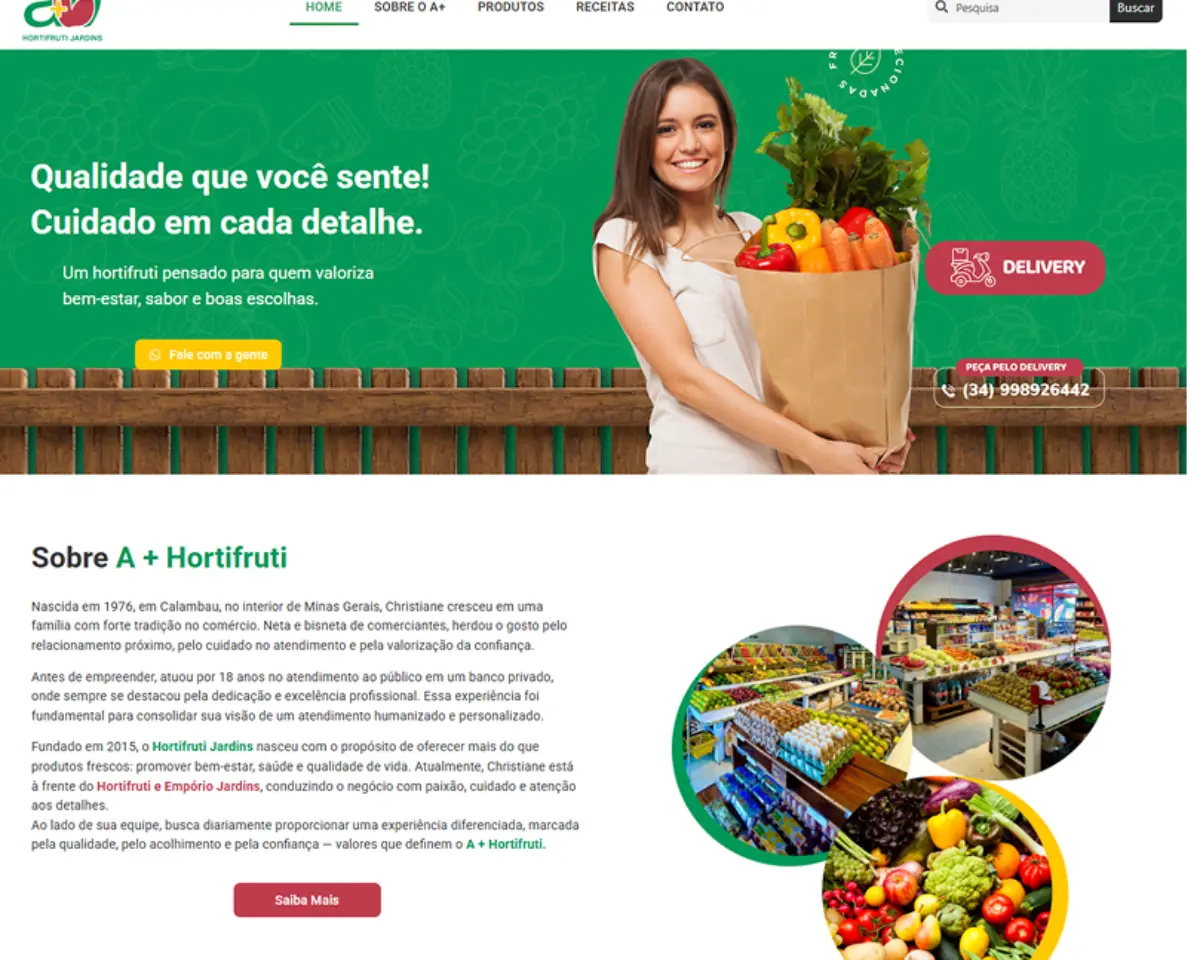 Projeto digital desenvolvido para A+ Hortifruti